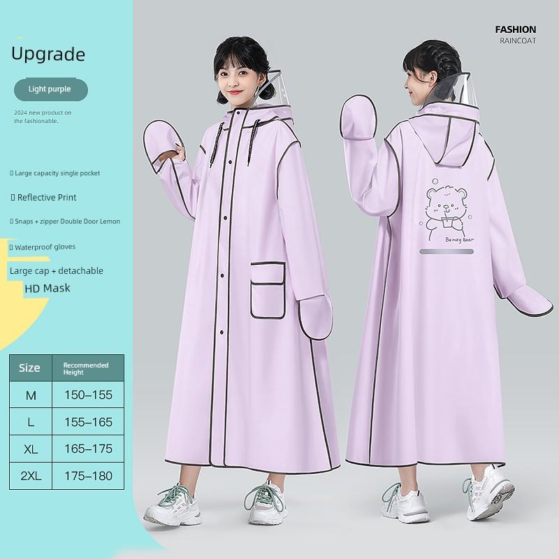Raincoat Women's Electric Battery Motorcycle Long Full Body Rainproof Adult Outwear People Car Separation Cute Single Poncho