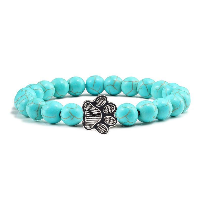 Classic Fashion Frosted Black Beaded Couple Bracelet Cute Dog Paw White Ceramic Wristband for Men Women Jewelry Accessory Gifts