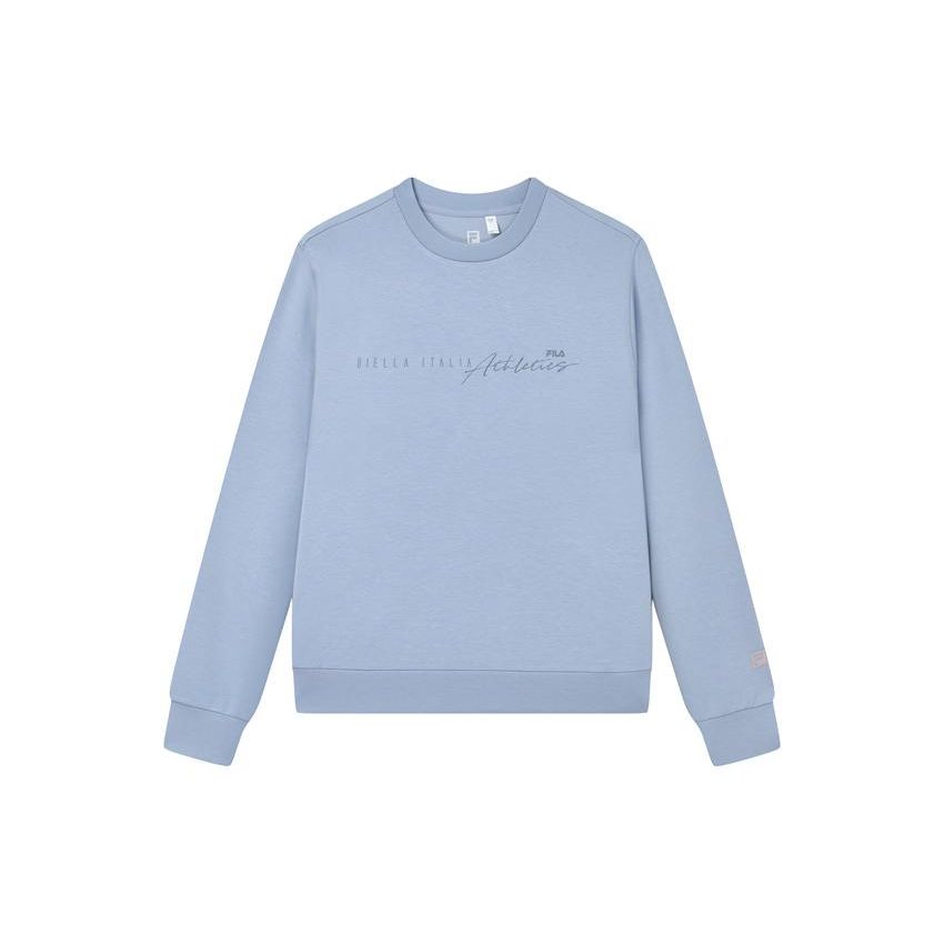 

FILA Official Womens Pullover Sweatshirt 2023 Autumn Loose Round Neck Long Sleeve Sports Fitness Top Women tops Silver Gray Blue A11W331204F-BU M