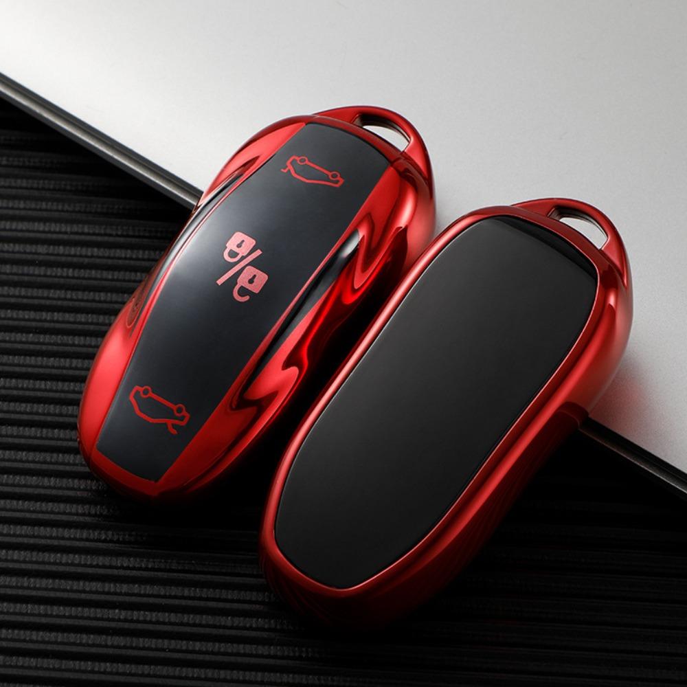 Für Tesla Model 3 Y X S Schlüsselanhänger Abdeckung Kartenhalter Lederetui für Autoschlüssel