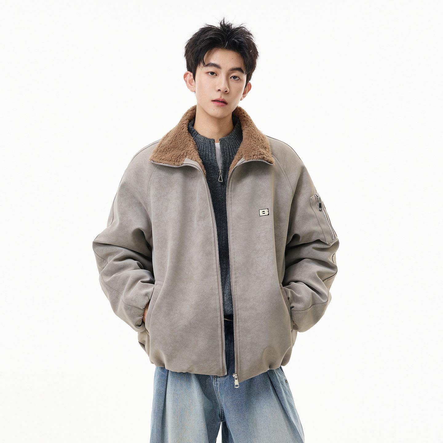 Men s Trendy Thickened Cotton Lapel Jacket for 2025 Fall/Winter - Loose Warm Motorcycle Outerwear M
