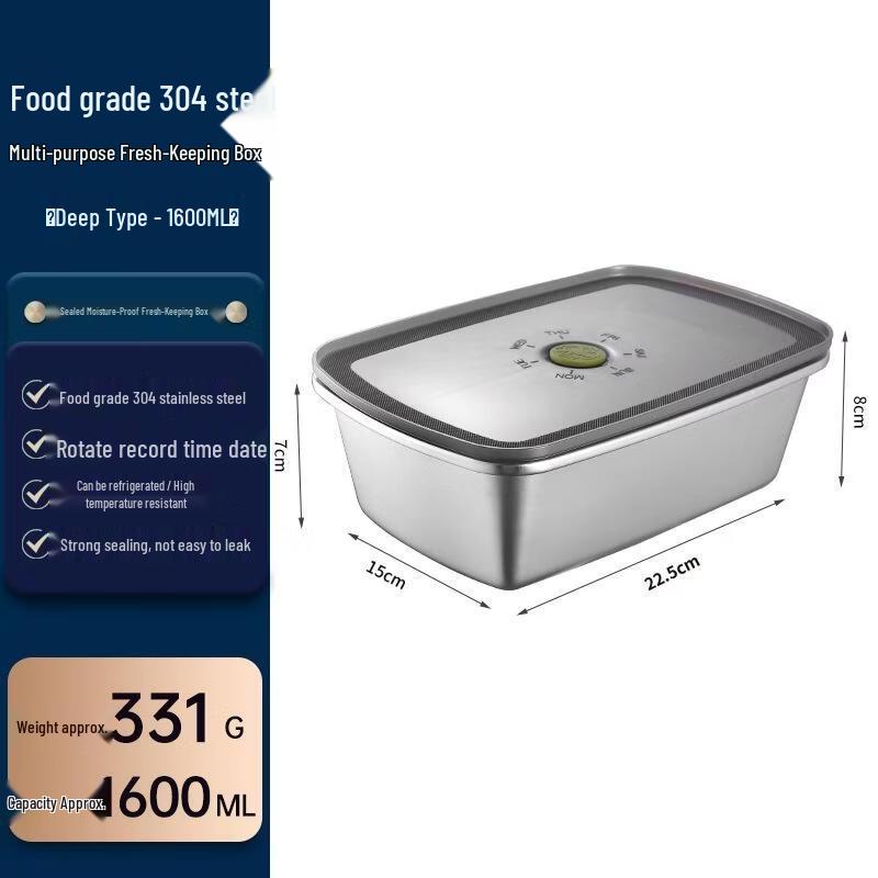 JINGRX 304 Stainless Steel Food Storage Container