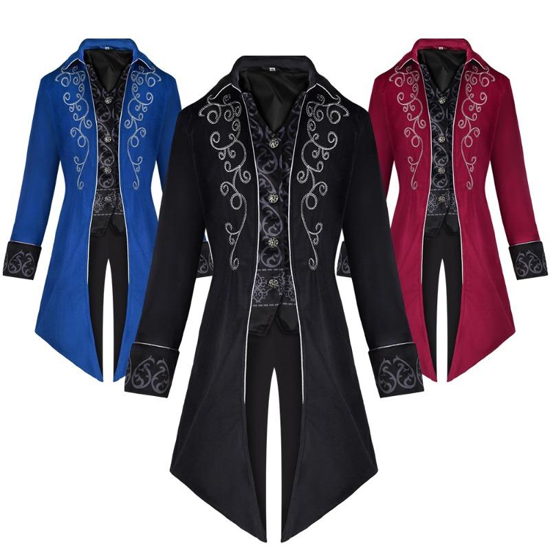 New Halloween Swallowtail Vintage Mid-Length Men's Cosplay Coat