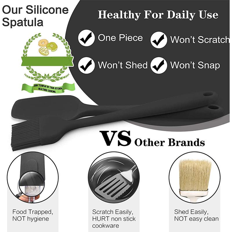 Non-Stick Silicone Cream Spatula Scraper Spoon Oil Brush Heat-Resistant Spatulas Flexible Kitchen Utensils For Baking Cooking