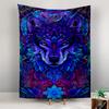 Mystical Neon Wolf with Geometric Patterns Patterned tapestry for bedroom and living room home decor