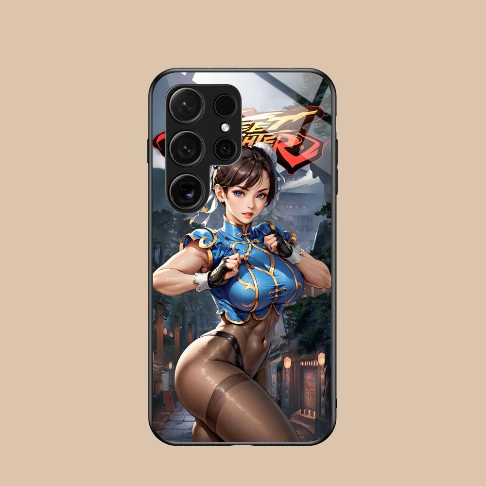 Street Fighter Chunli Phone Case for Samsung Galaxy A56 55 54 53 52 51 36 35 34 23 16 15 5G Glass Colorful Cover Luxury Pretty