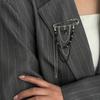 Salircon Creative Punk Black Crystal Beads Heart-shaped Pendant Brooches Women Men Fashion Metal Tassel Suit Collar Pins Jewelry