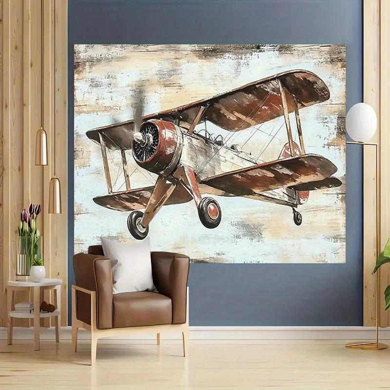 2D plane, retro aircraft background fabric, classic aviation theme, suitable for bedrooms, living rooms, polyester fiber