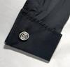 Cartier Double C Logo Pattern Cufflinks Silver 925 Black Vintage Button Style