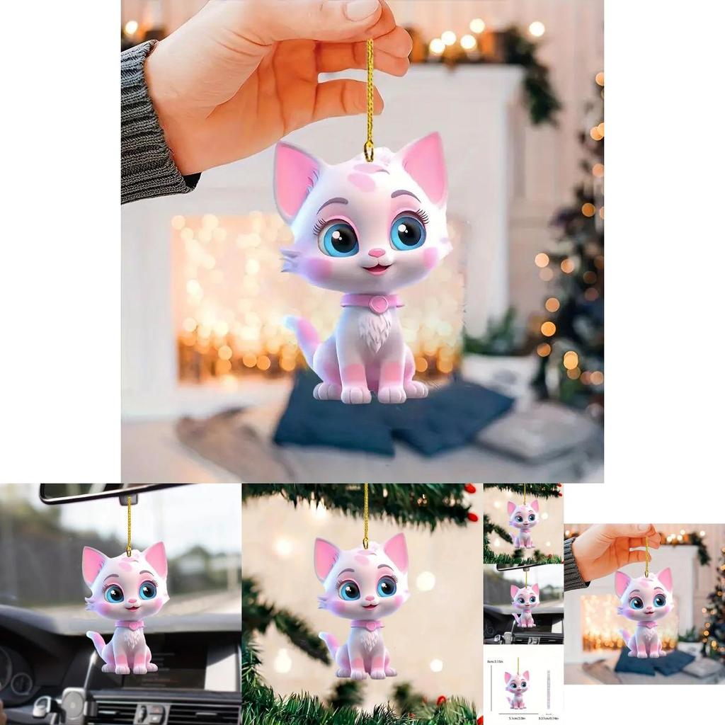 Adorable Pink Acrylic Cartoon Style Car Hanging Decoration For Trendy Vehicle Decor