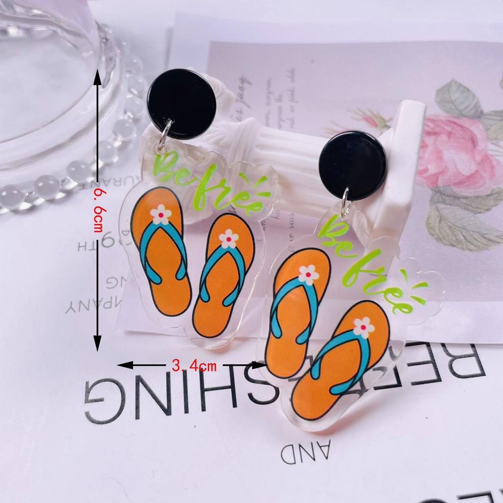 Summer Graffiti Transparent Acrylic Ice Cream Earrings Women'S Simple Versatile Silver Needle Earrings Fresh And Sweet Wind Cartoon
