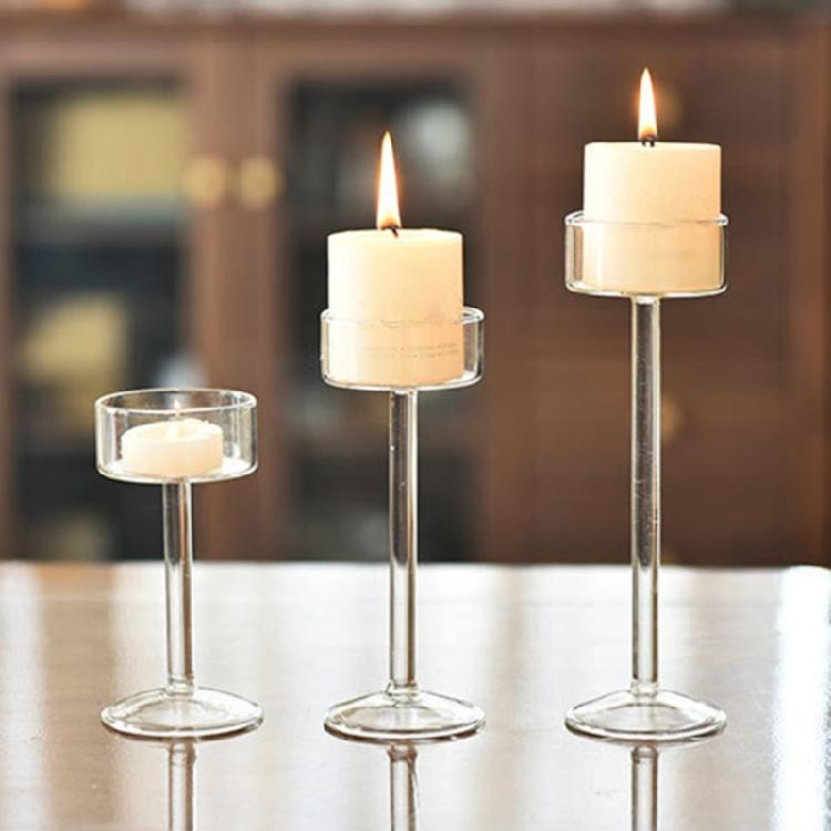 Votive Candle Holder Glass Clear Tealight Candle Stand Elegant Long Stem Candlestick Table Centerpiece Wedding Decors