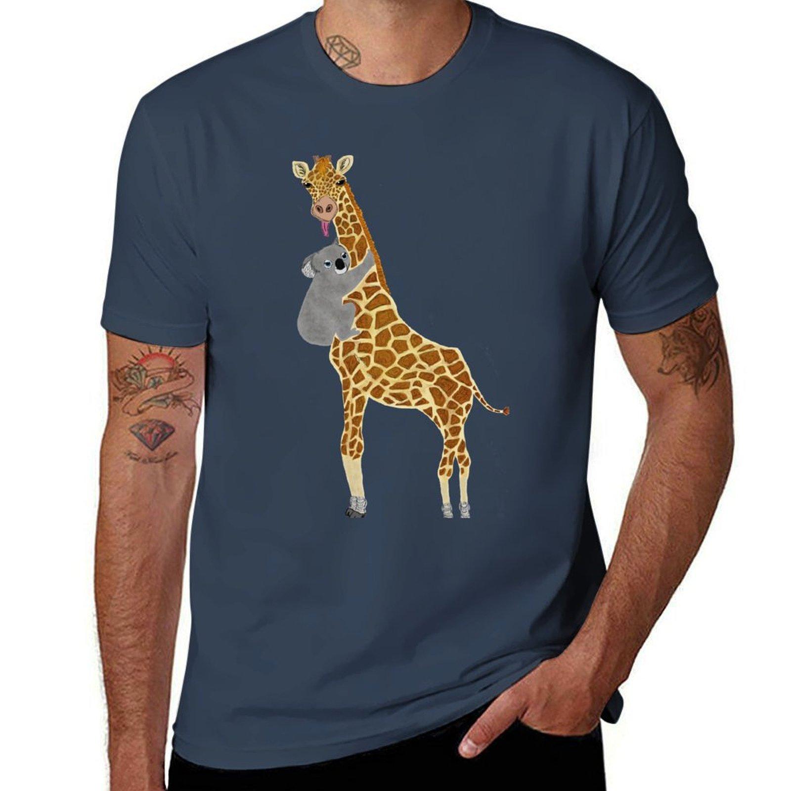 Koala Hugging Giraffe TShirt Holiday Casual Short Sleeve Top S