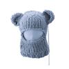 Knitting Balaclava Cap for Women Cute Bear Ears Plush Beanie Hat Handmade Face Cover Hat Crochet Hooded Hat for Party