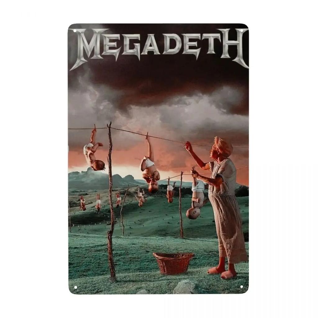 Megadeths Skull Metal Tin Sign Custom Retro Heavy Metal Band Plaque for Pub Cafe Yard Man Cave Bar Home Decor