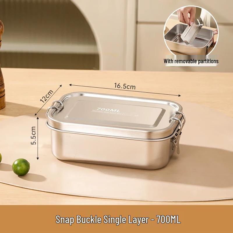 HOCUF 304 Stainless Steel Portable Lunch Box 700ml Single Layer