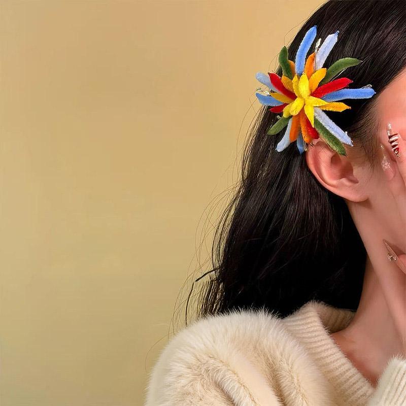 Hair Accessories New Year Colorful Glowing Fireworks Twist Bar Hair Clip Women 2026 New Style Atmosphere Hair Clip Duckbill Clip