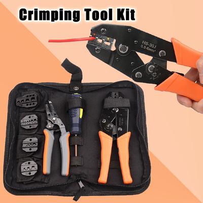 Crimping Tool Kit 5 Changeable Jaws For IWISS Insulated&non-insulated 0.5-35mm New