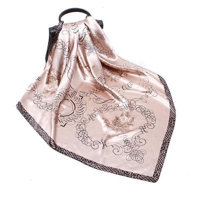 19 New Silk Printed Scarves Women'S 90Cm Satin Square Scarf