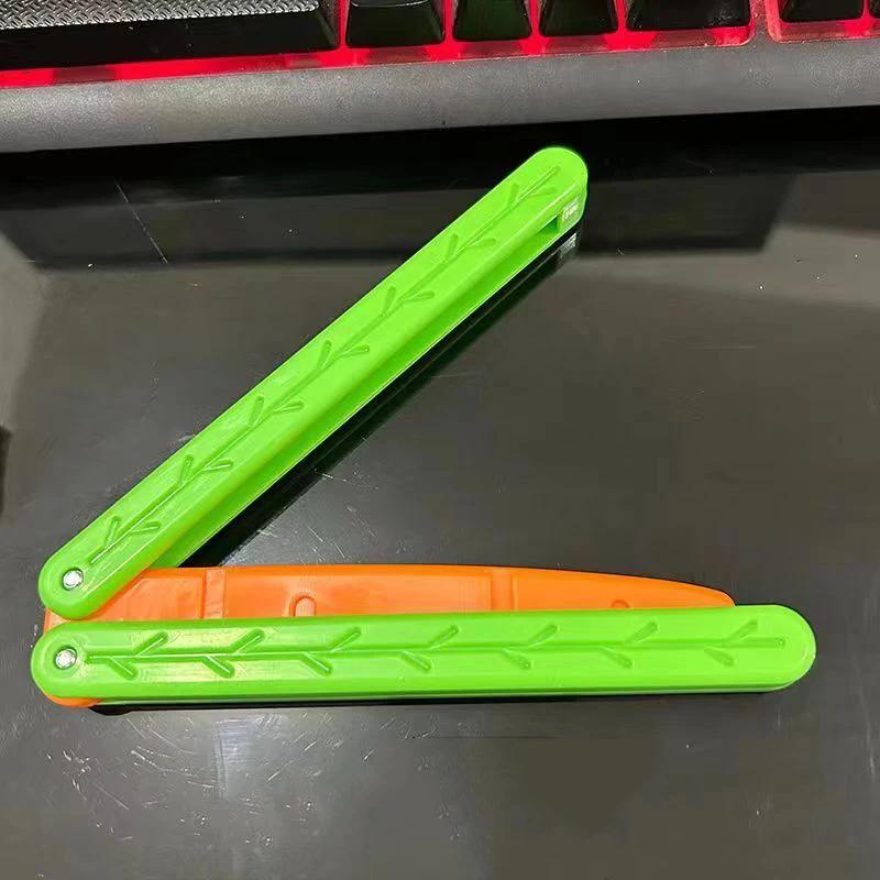 3D Printing Gravity Jump Luminous Folding Butterfly Carrot Knife Stress Relief Fidget Toys Glow-in-the-Dark Radish Knife