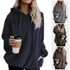 Plus Size Solid Color 1/4 Zip Up Fluffy Hoodies Women Hooded Sweatshirt
