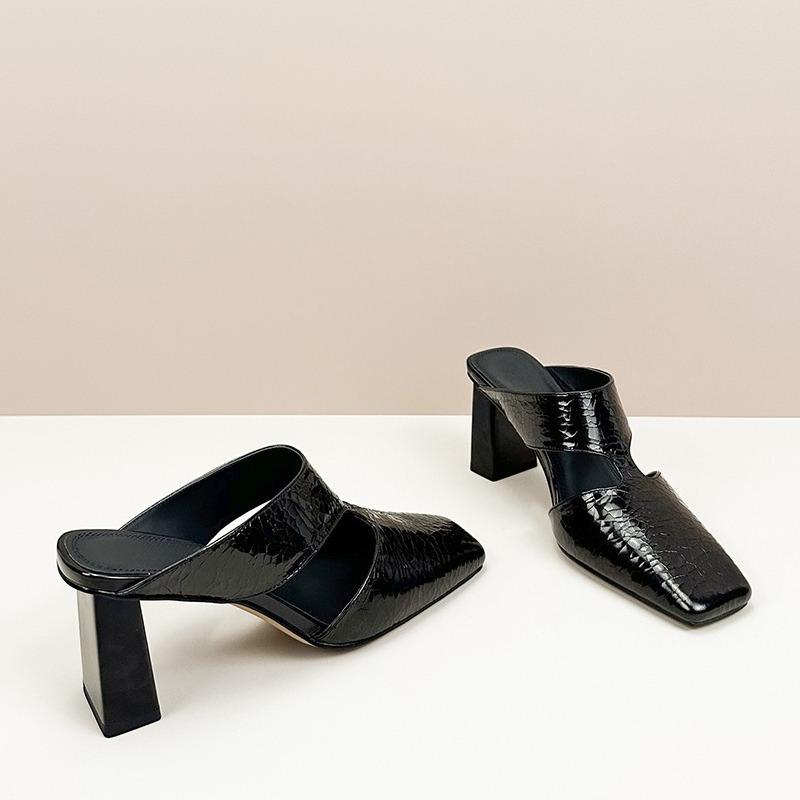 Fashion Casual Women Sandals Fashion Pointed Toe Shallow High Heel Ladies Mules Shoes Large Size Summer Stiletto Party Dress Sandalias