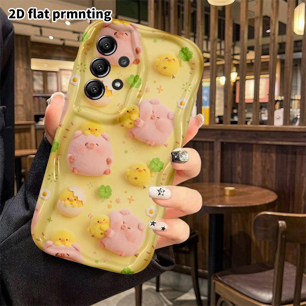 Phone Case: 2D Flat Samsung Galaxy A34 A35 M05 M06 S20 S22 S21 FE Plus 5G Protective Case, Featuring Little Pigs and Chicks, Perfect Christmas and Hal