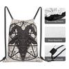 Pentagram Goat Skull Drawstring Backpack Sports Gym Water Resistant Bag Portable Sports Gym Sackpack for Training Shopping