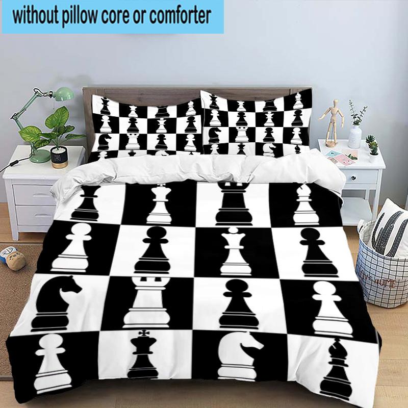 Chess Opening Strategy 3pcs Bedding,Including 1pc Duvet Cover And 2pcs Pillowcases Perfect for Christmas,Ideal for Bedroom, Dormitory