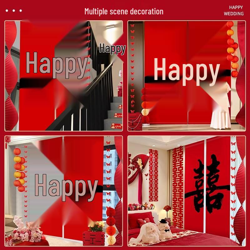 Double Happiness Wedding Banner Set - Room & Wall Décor for Engagements & New Home