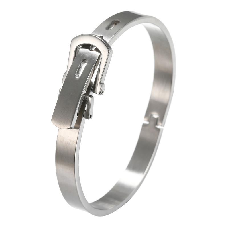Modische Titanstahl Gürtelschnalle Verstellbares Armband Mehrfarbig Herrenarmband 18-19cm gray