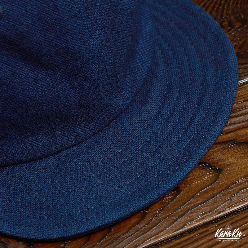 [karaku] [Indigo dye series] Cotton linen ball cap with toucan embroidery