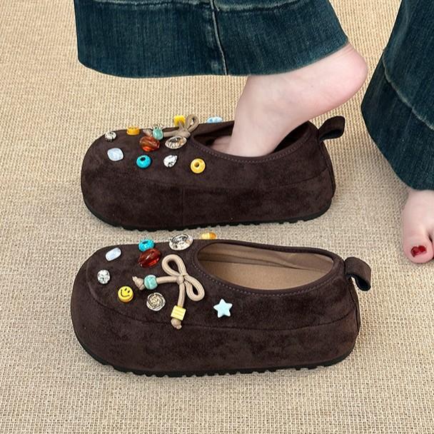 Design sense niche bow Mary Jane shoes women's autumn and winter fashion retro versatile exquisite accessories bag head single shoes