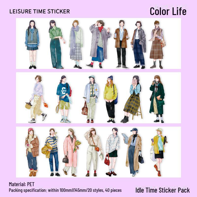 Leisure Time Korean Character Sticker Pack for Notebooks
