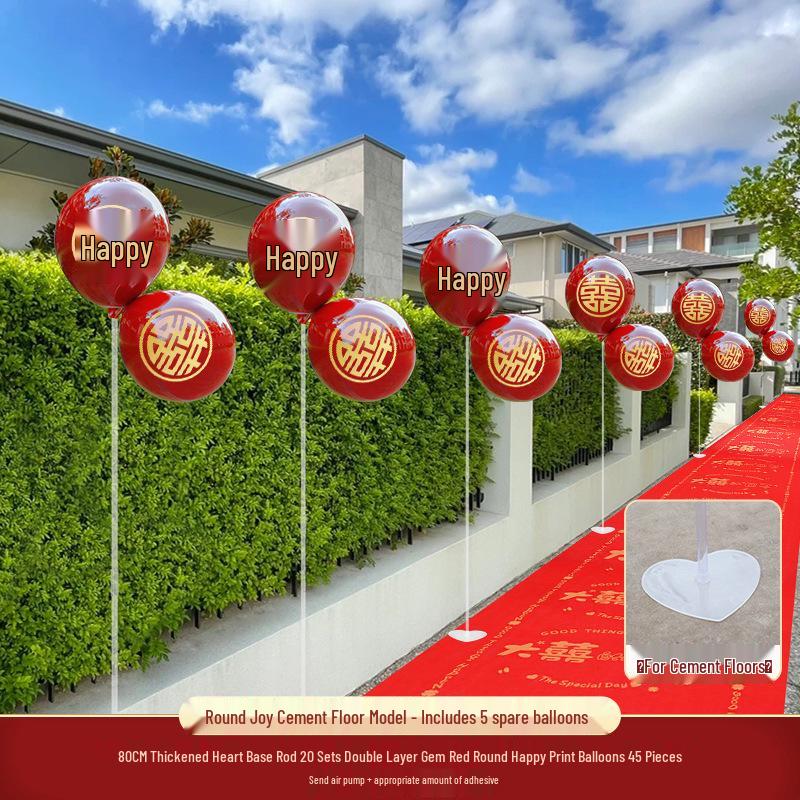 Outdoor Wedding Aisle Balloons - Double Happiness Yard Decorations