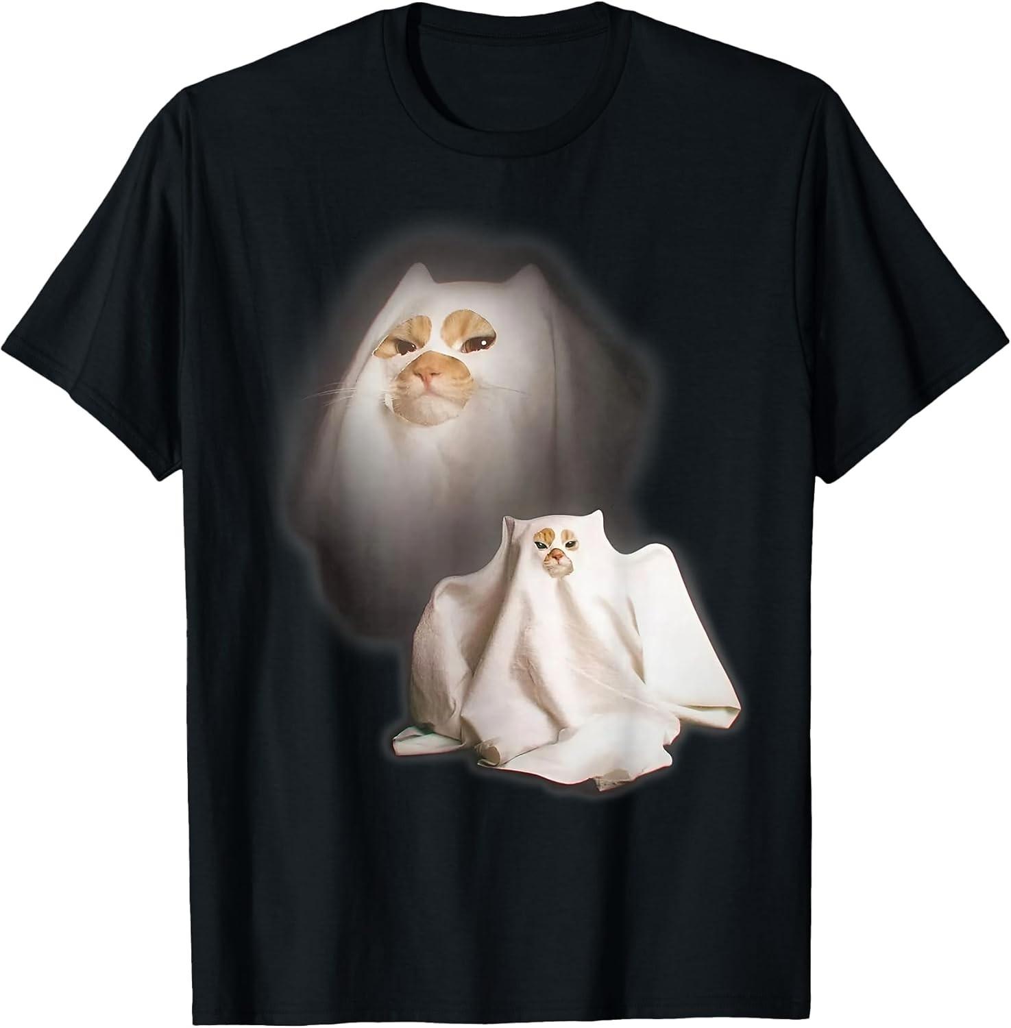 Limited edition new product Funny Halloween teaprinted shirt with cat meme  hilarious streetwear S