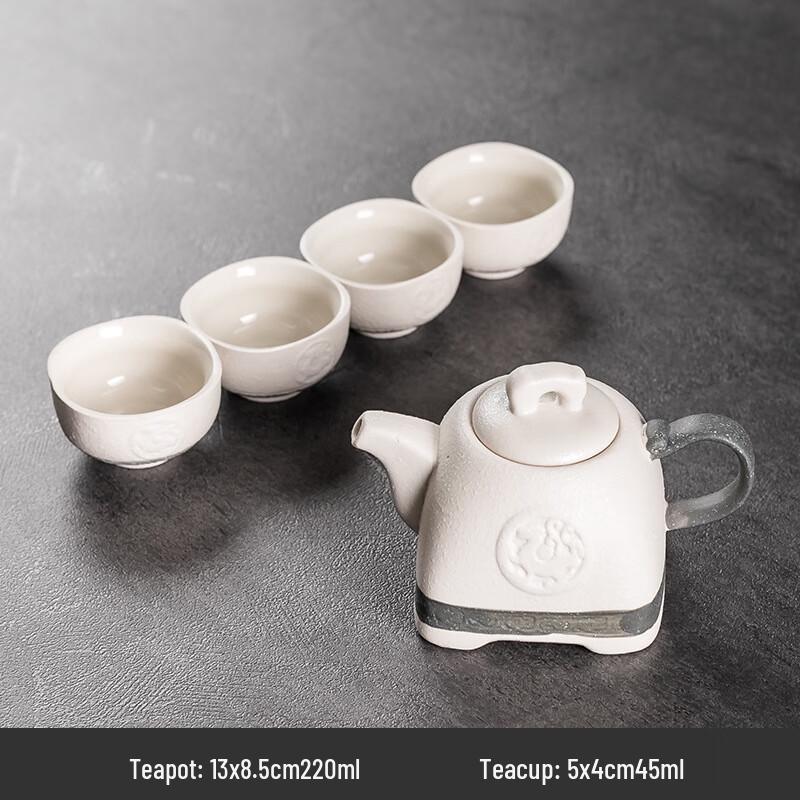 Tingle Ceramic Kung Fu Tea Set 1 Teapot, 4 Cups