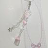 Fashionable Keychain with Bead Phone Charm Unique Bowknot Keychain Vibrant Beaded Pendant for Cellphone