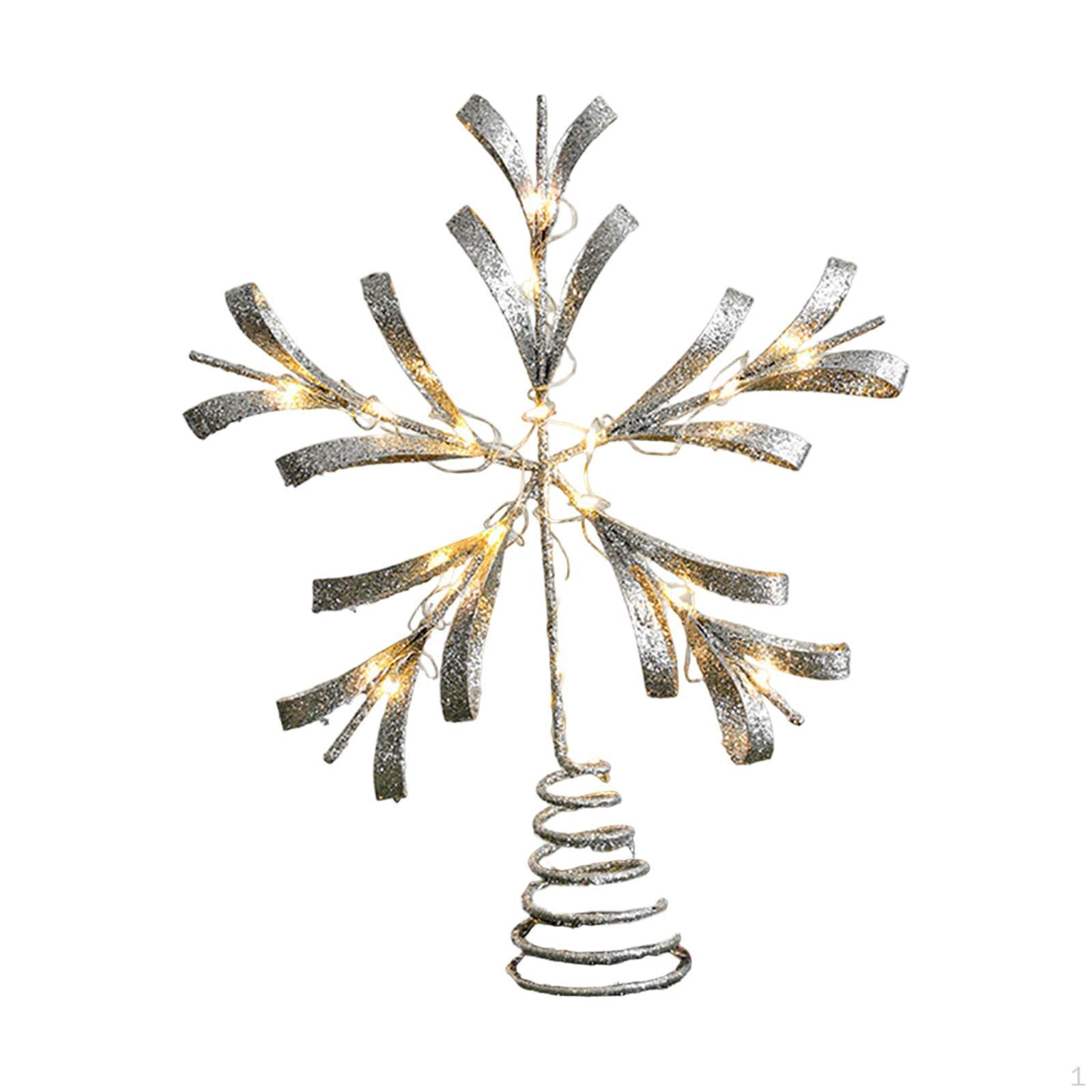 

Christmas Tree Top Star Topper Holiday Décor Glitter Decoration for Home Bar Shop Argent