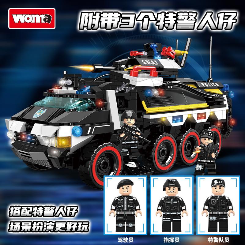 Tech Swat Team Thunder Heavy Armed Carrier Assembles Model Boy Patchwork Building Block Toy