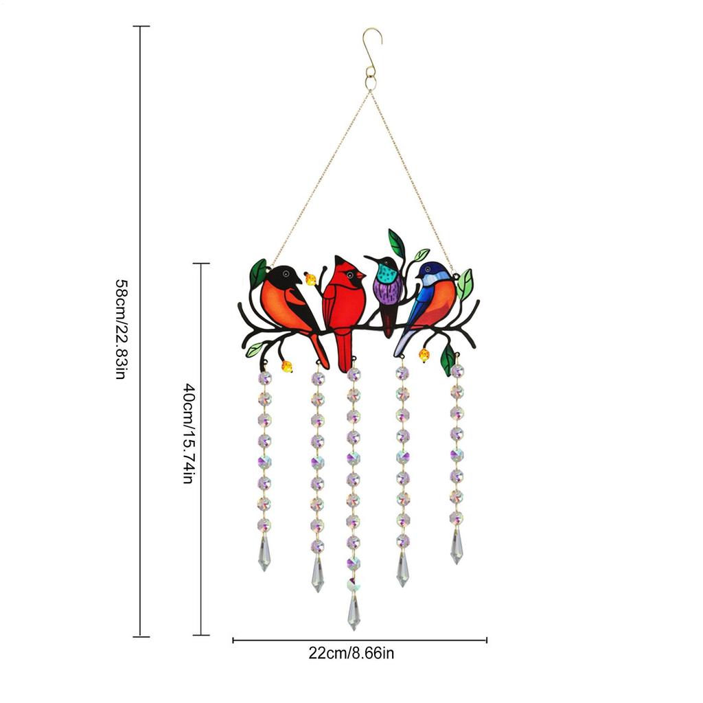 Stained Glass Birds Bird Wall Light Catcher Garden Fence Ornaments Reflective Home Decor For Birthday Women Housewarming Friends