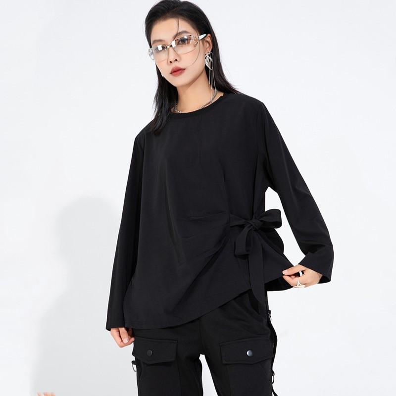 Long Sleeve Oversized Black Vintage Casual Loose Spring Autumn T Shirt Tops Women T-shirt