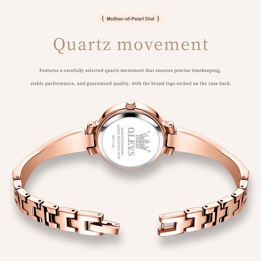 OLEVS Quartz Watches for Woman Fashion Personality Original Steel Strap Bracelet Wristwatch Elegant Waterproof Ladies Watch 7140
