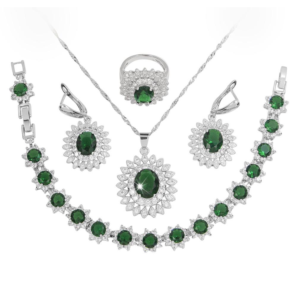 

Много цветов малайского нефрита большой подсолнух стерлингового серебра 925 пробы бижутерия серьги кольцо ожерелье с набором браслетов