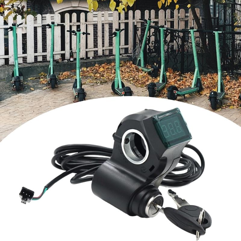 Elektrische Scooter Gashendel Sleutelschakelaars Slot Reserveonderdeel Elektrische Scooter Gashendel Voltmeter met Digitale Spanningsweergave