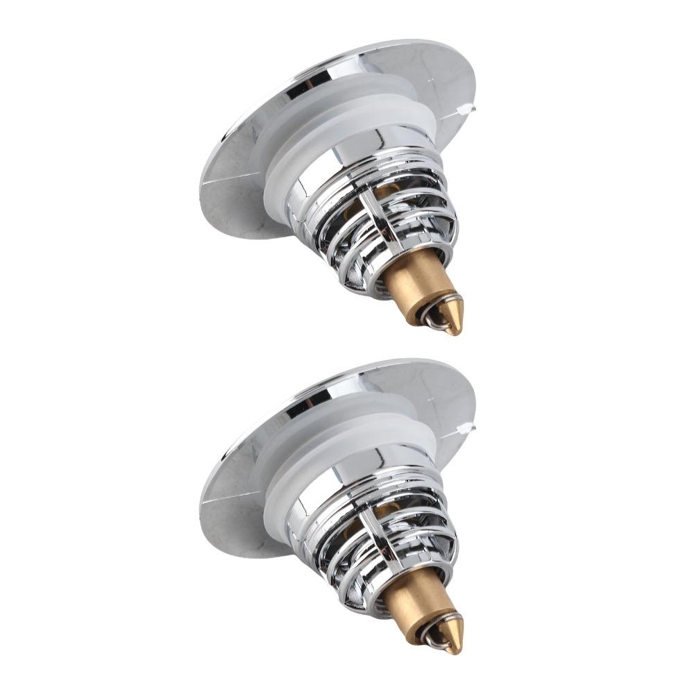 2 Pack Push Button Sink Stopper Stainless Steel Anti-Clog Drain Stopper Fit for 1.34in to 1.57in Drain Holes Silver Drain Plug