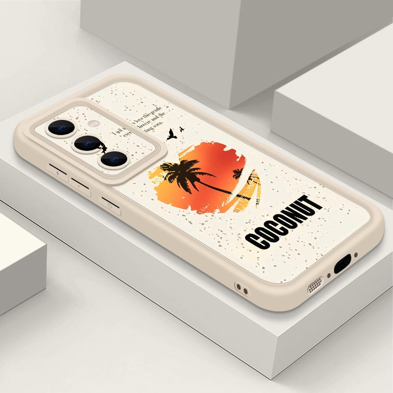 Seaside Coconut Print Case For Samsung A57 A37 A27 A17 S26 Ultra S25 FE A56 A36 A16 A55 A35 A15 A54 5G S21 S22 S23 S24 Plus Shockproof Bumper Cover
