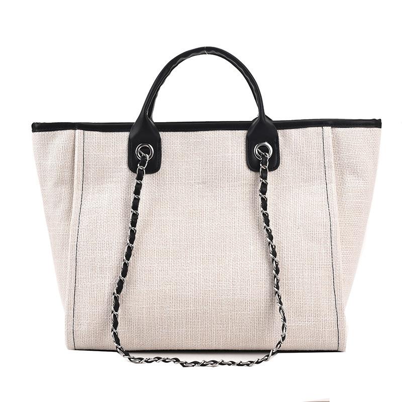 Women's Bag New Large-capacity Trendy Bag Contrasting Color Chain Tote Bag, Shoulder Bag Portable