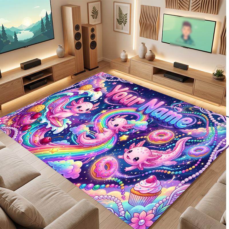 Fantasy Magic Theme Soft Crystal Velvet Rug Custom Name & Text Print Non Slip Floor Rug for Bedroom Living Room