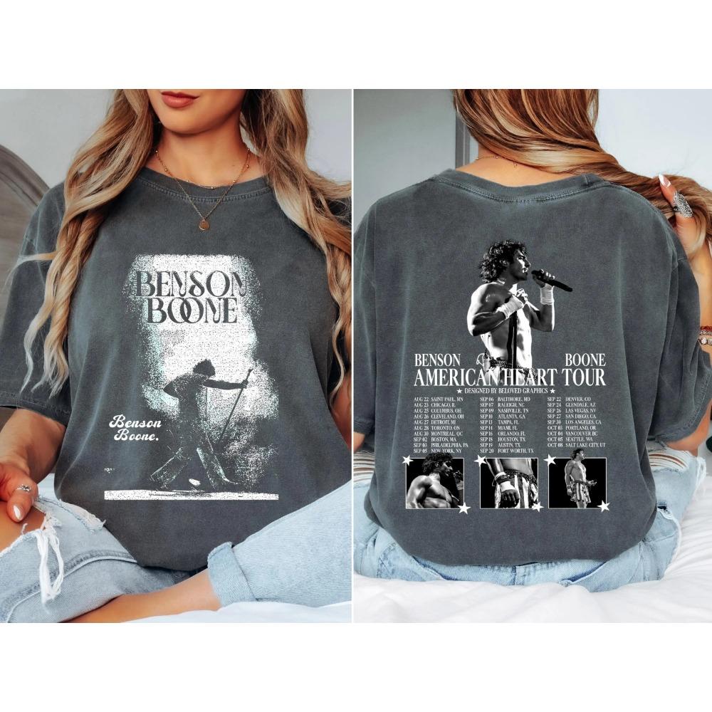 Benson Boone Merch Grafické Tričko s Potiskem Koncertní Turné Album Grafika Trendy Dámské Pánské Oversized Tričko Koncertní Dárek